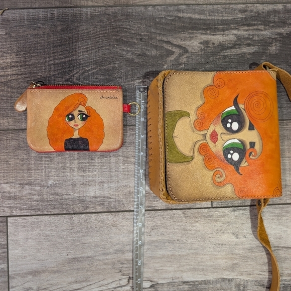 Chicatolia coin purse with crossbody bag hand painted A1-1018 - Picture 6 of 6